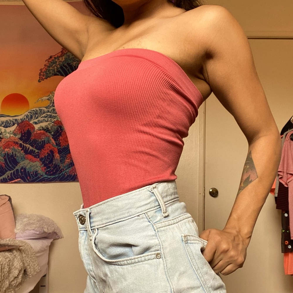 Forever 21 Peach Strapless Bodysuit
